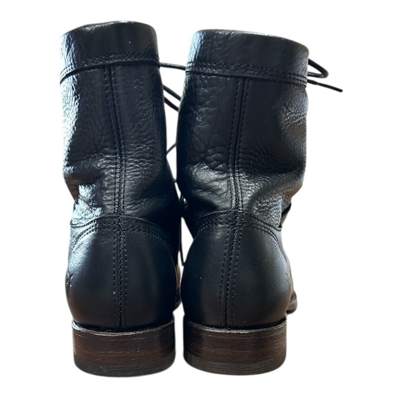 Frye Erin Black Cap Toe Lace up Ankle Boots Combat Granny NEW Sz 7.5 - Picture 5 of 15